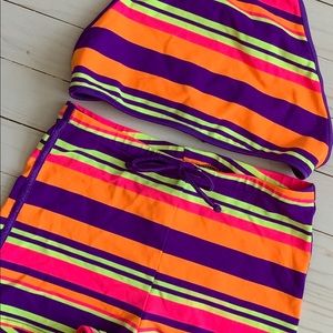 Surfside Striped Two-Piece Bathing Suit Halter Med
